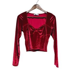 Hollister Velvet Sweetheart Crop Top Size M Red Vampy Romantic Goth Whimsigoth